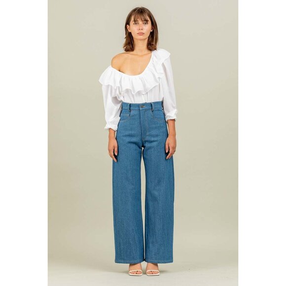 NWT Toit Volant white ruffle flounce Cynthia top - Picture 1 of 8